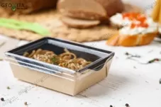 Контейнер черный с прозрачной крышкой 400мл (аналог Opsalad) 100шт/упак/4