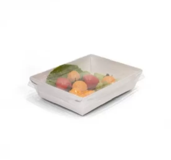 Контейнер бумажный белый Crystal box, 800мл с прозрачной крышкой 50шт/упак /4