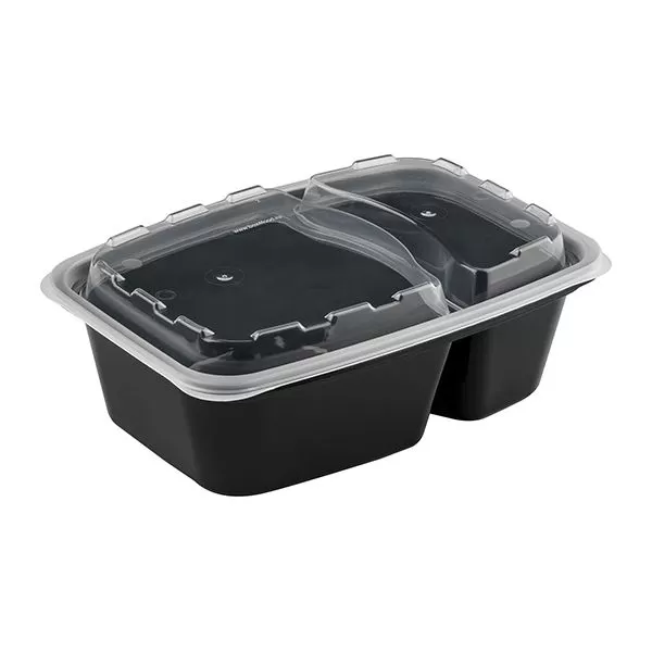 Контейнер PP 211x148x70 1000мл черный с крышкой 2 СЕКЦИИ 150шт/кор