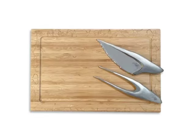 Набор из ножа и вилки  для стейка на деревянной подставке, Silex