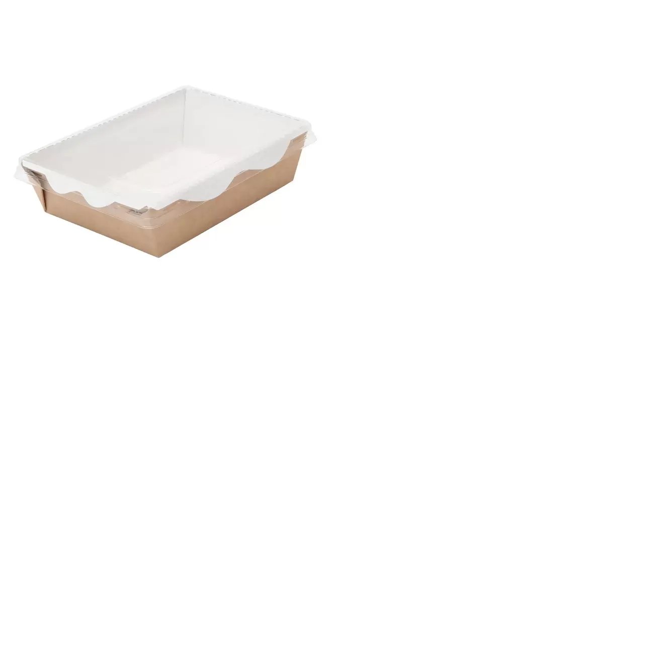 Салатник 600мл, крафт, белый внутри, 140*105мм (низ), 165*120мм (верх), 50мм (высота), прозрач.крыш