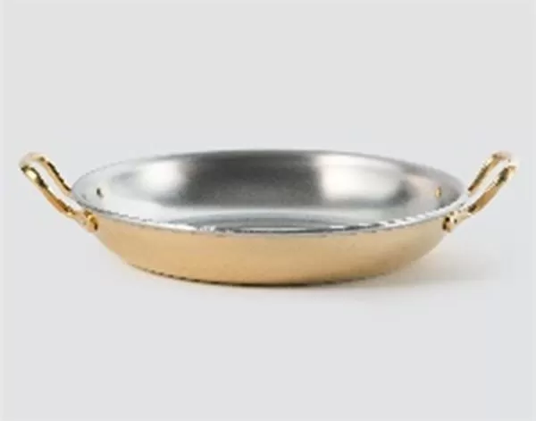 Сковорода 19х3,5 см с двумя ручками «Бином», латунная с нержавеющей сталью