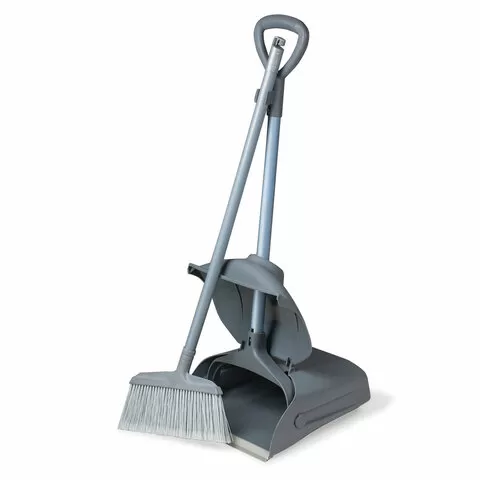 Совок для мусора ЛАЙМА PROFESSIONAL закрывающийся, + щетка, на рукоятках 94 см (набор универсальный: