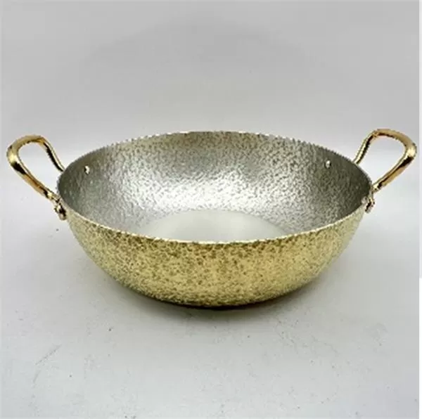 Сковорода 18,5х6 см с двумя ручками «Брасс Эхо», латунная с лужением внутри, с тиснением
