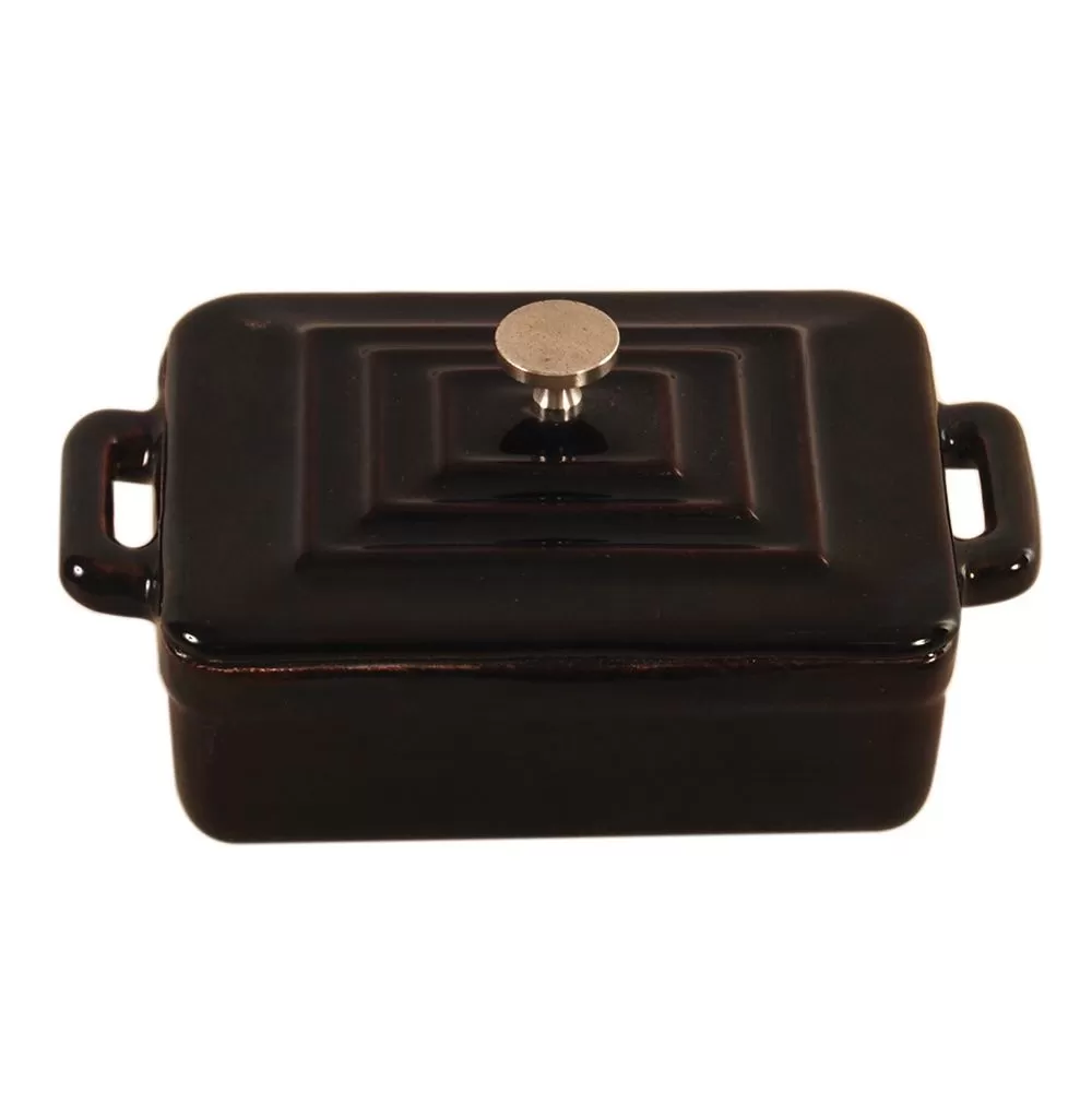 Кастрюлька эмалированная с крышкой, прямоугольная 13*9,5*4,5 см, 300 мл, чугун, P.L. Proff Cuisine