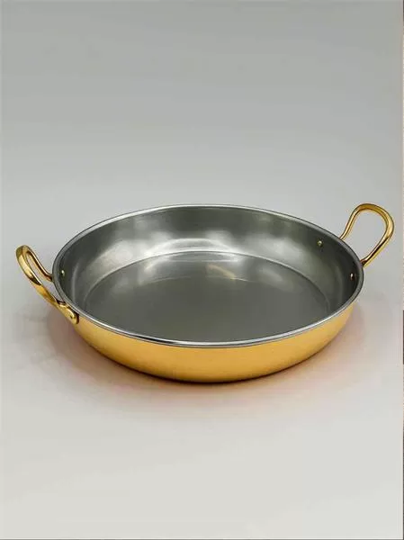 Сковорода 23х4,5 см с двумя ручками «Бином», латунная с нержавеющей сталью