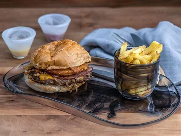 Тарелка овальная 21×11,5 см h 2,2 см, стекло, цвет / декор бело-черный, Atlas