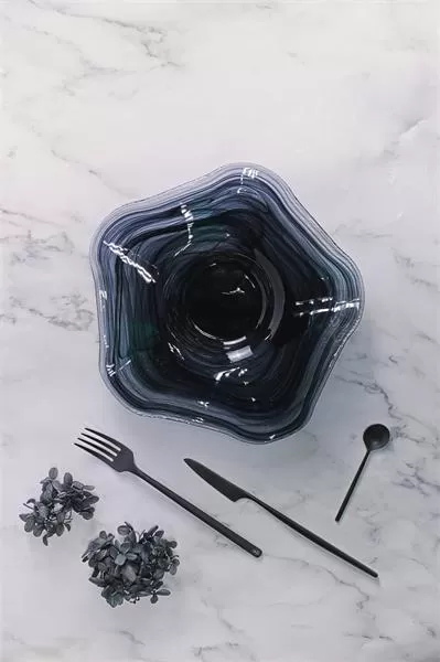 Тарелка для пасты d 27 см h 4 см, стекло, цвет / декор бело-черный, Estonia